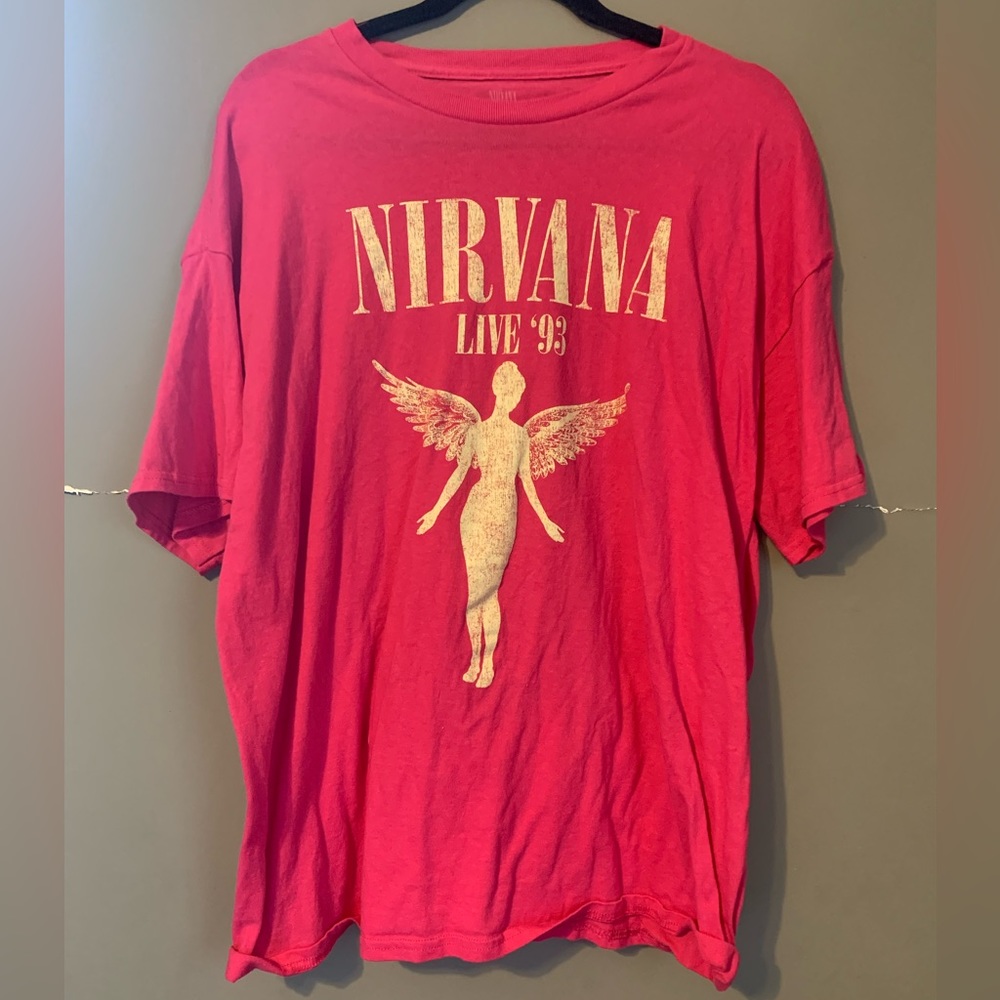 Nirvana Live ‘93 Hot Pink Graphic Tee Size XL